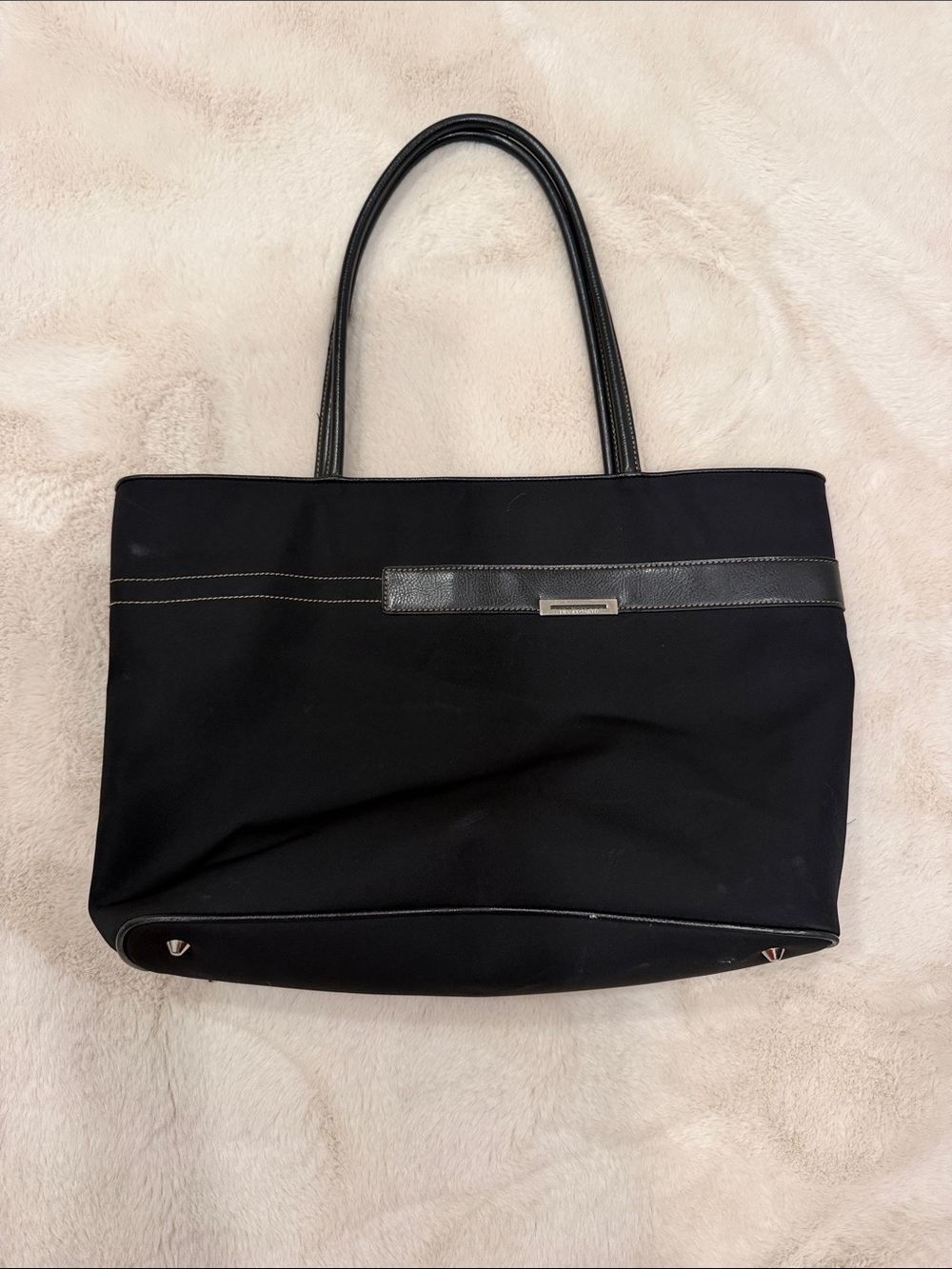 Franco Sarto Black Tote with Leather Trim